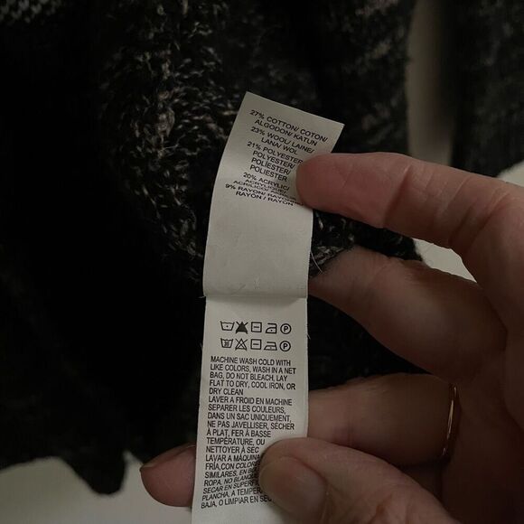 Lucky Brand Stargazer Chevron wool blend open long cardigan women’s M black gray - Picture 9 of 9